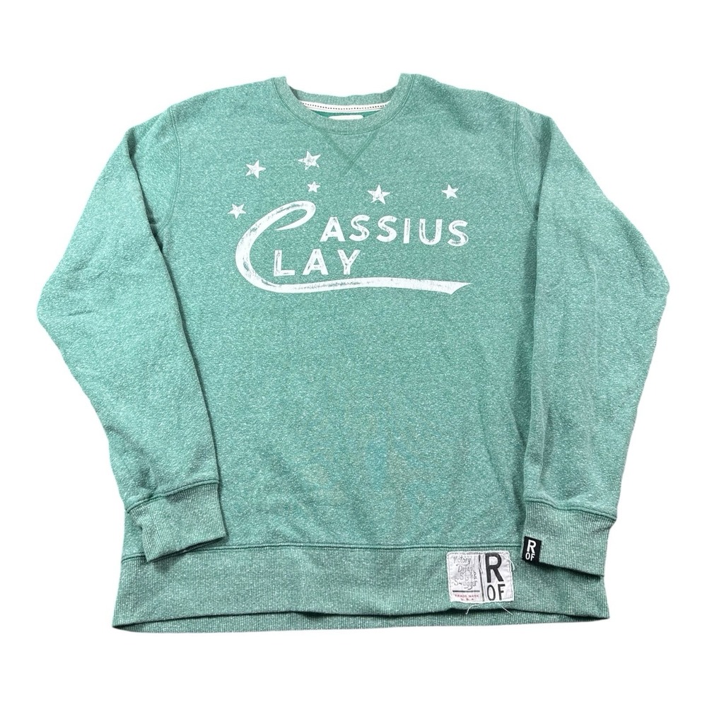 Roots Of Fight Cotton Blend Cassius Clay Mens Green Crewneck Sweater Size Medium